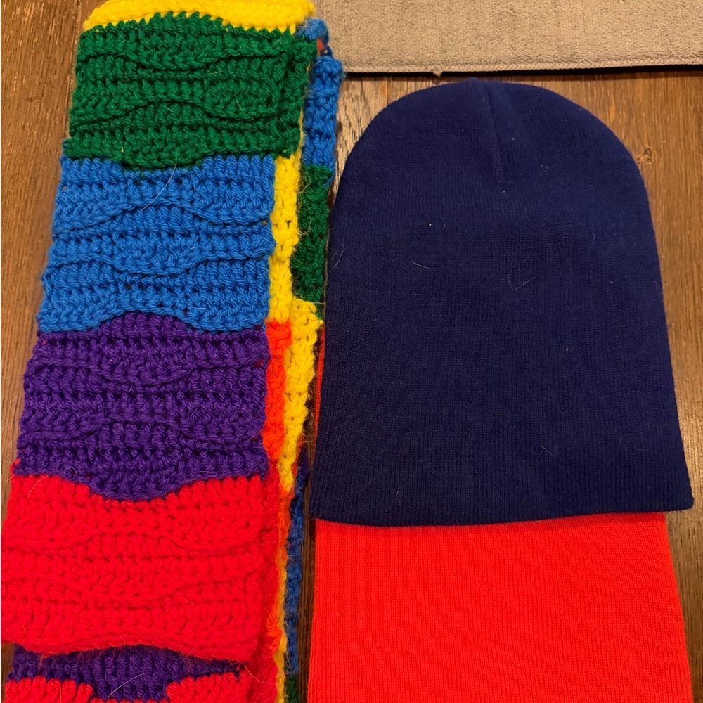 Colorful 6 ft.Knit Scarf and Beanie Set